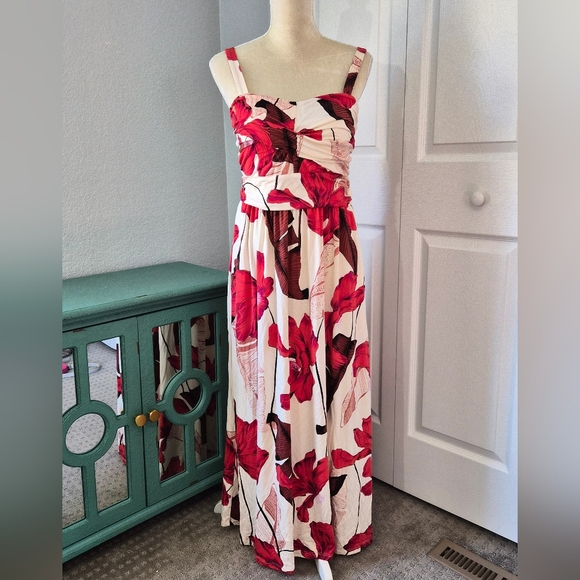 Soma Soft Jersey Twist Bodice Maxi Dress Size Large Built-In Bra - Picture 3 of 12